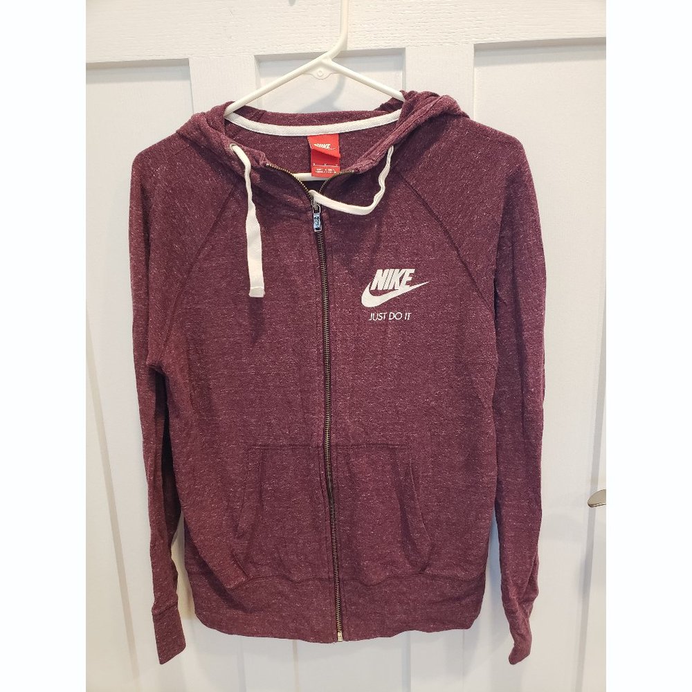NIKE Women's Lightweight Burgundy Zip Hoodie Sz MED